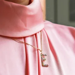 Caroline Svedbom Letter Halsband E / Rainbow Combo (Rhodium)
