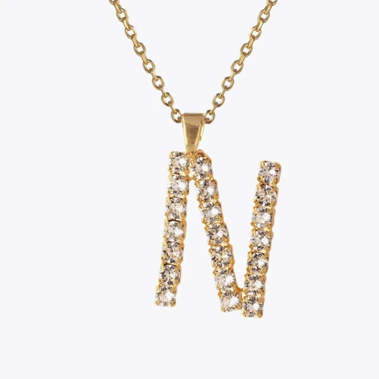 Caroline Svedbom Letter N Halsband / Crystal (Guld)