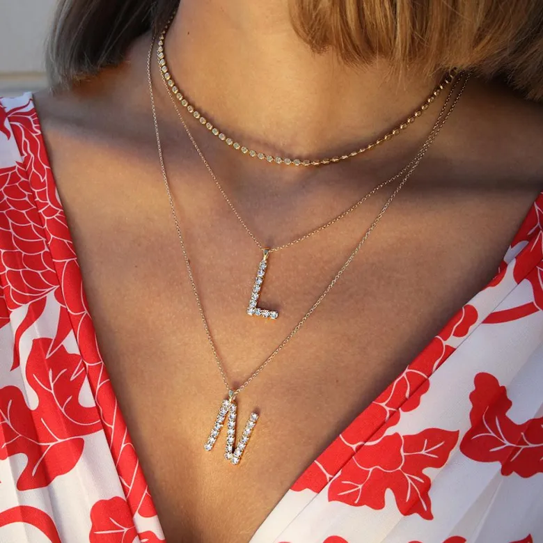 Caroline Svedbom Letter N Halsband / Crystal (Guld)