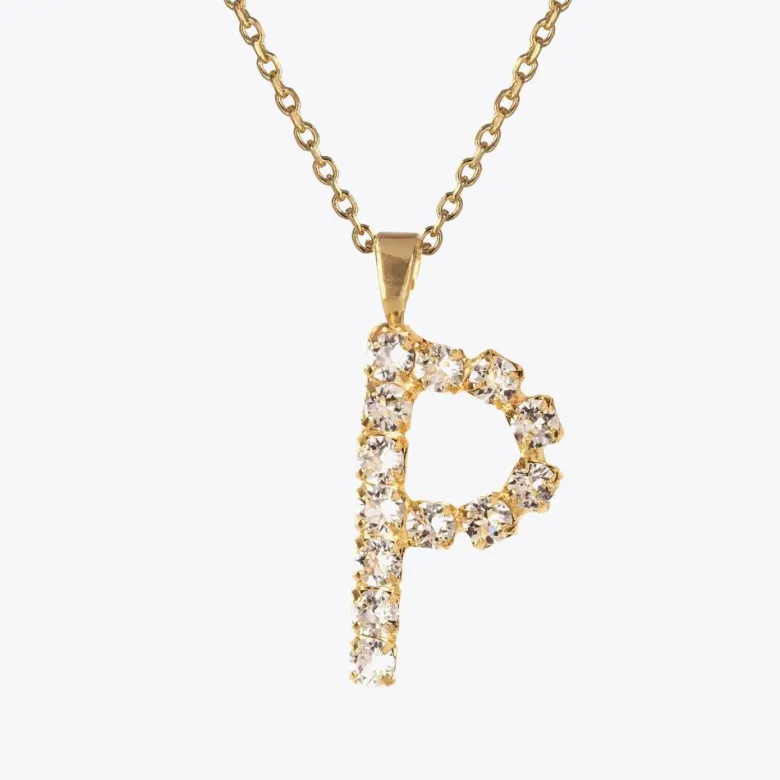 Caroline Svedbom Letter P Halsband / Crystal (Guld)