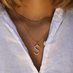 Caroline Svedbom Letter S Halsband / Crystal (Guld)