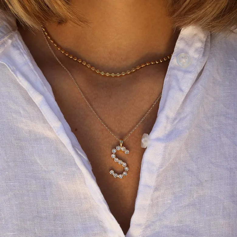 Caroline Svedbom Letter S Halsband / Crystal (Guld)