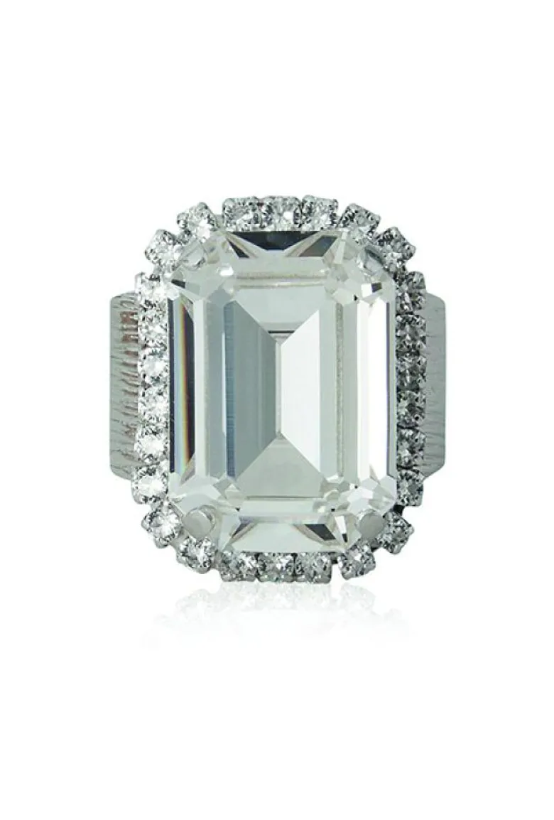 Caroline Svedbom Lydia Cocktail Ring Crystal – Rhodium