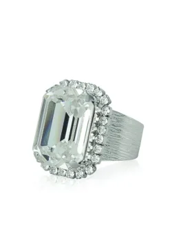 Caroline Svedbom Lydia Cocktail Ring Crystal – Rhodium
