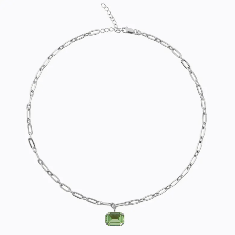 Caroline Svedbom Lydia Kedja Halsband / Peridot (Rhodium)