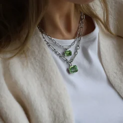 Caroline Svedbom Lydia Kedja Halsband / Peridot (Rhodium)