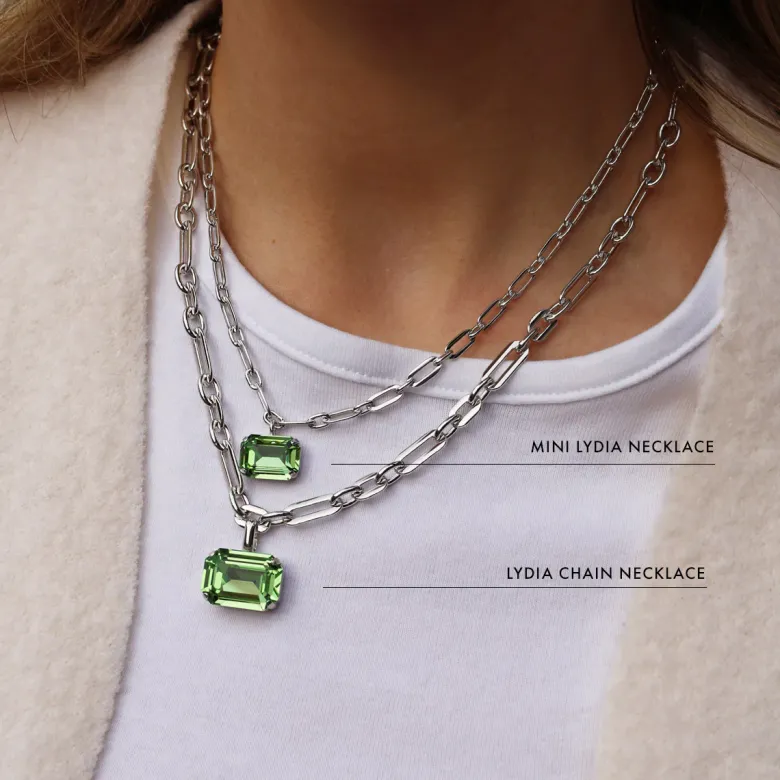 Caroline Svedbom Lydia Kedja Halsband / Peridot (Rhodium)