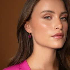 Caroline Svedbom Mini Drop Clasp Örhängen, Dark Rose – Rhodium