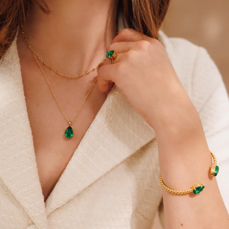 Caroline Svedbom Mini Drop Armband / Majestic Green (Guld)