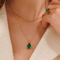 Caroline Svedbom Mini Drop Ring / Majestic Green (Guld)