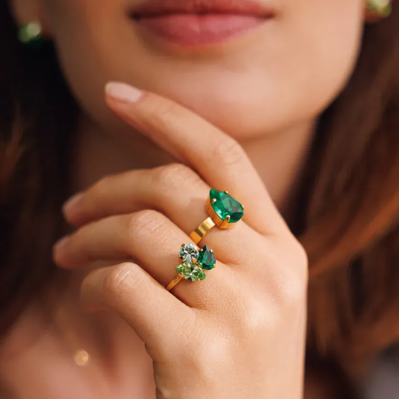 Caroline Svedbom Mini Drop Ring / Majestic Green (Guld)