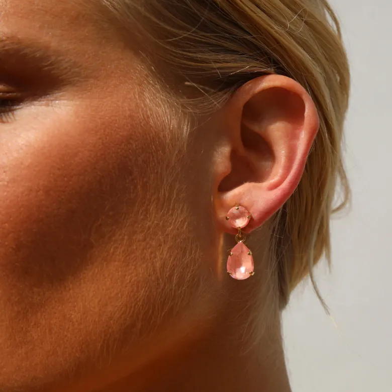 Caroline Svedbom Mini Drop Örhängen/ Flamingo Ignite (Rhodium)