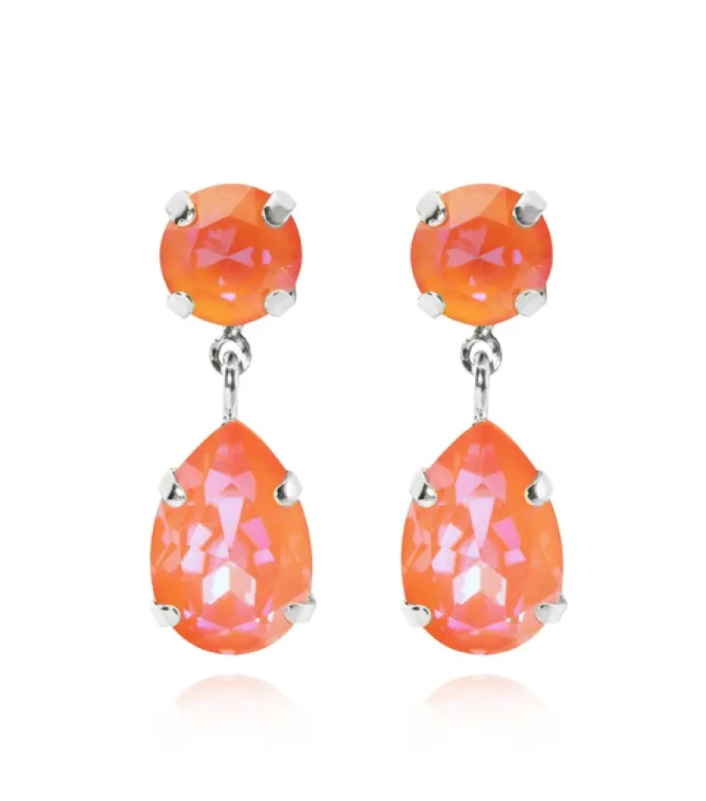 Caroline Svedbom Mini Drop Örhängen/ Orange Glow Delite (Rhodium)