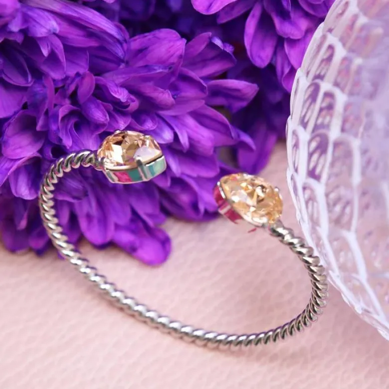 Caroline Svedbom Mini Drop Ring Rhodium / Light Peach