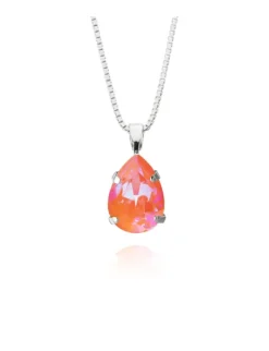 Caroline Svedbom Mini Drop Halsband / Orange Glow Delite (Rhodium)