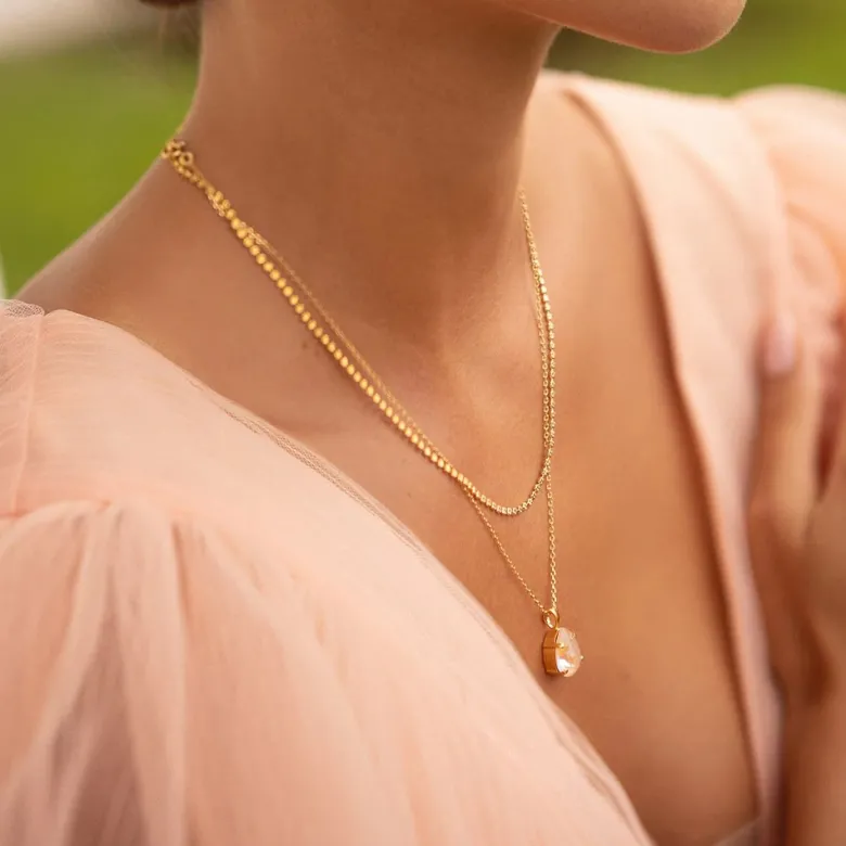 Caroline Svedbom Mini Drop Halsband/ Ivory Cream Delite (Rhodium)