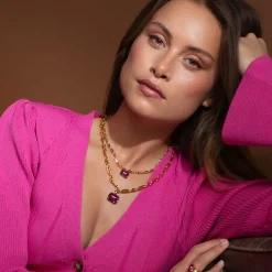 Caroline Svedbom Mini Lydia Halsband, Dark Rose – Guld