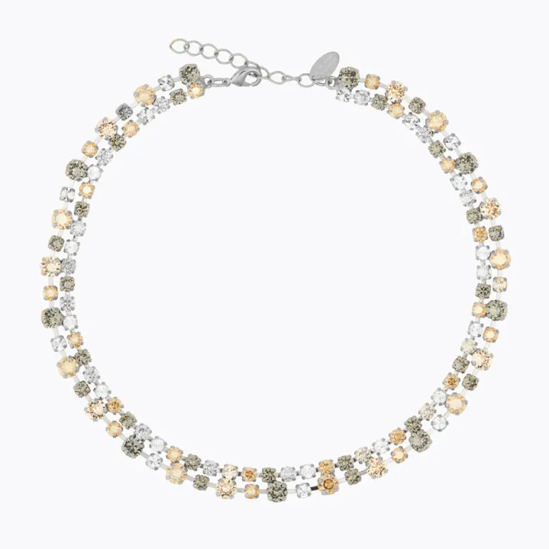 Caroline Svedbom Mini Pomona Halsband, Black Golden Combo – Rhodium