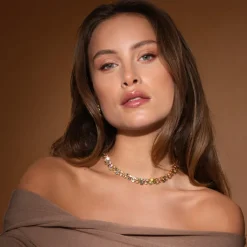 Caroline Svedbom Mini Pomona Halsband, Black Golden Combo – Rhodium