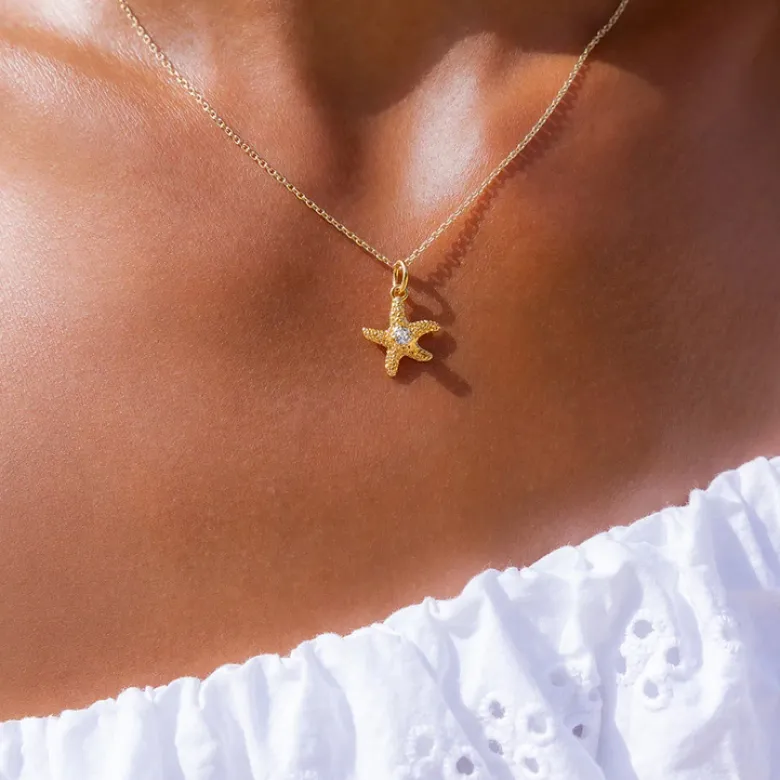 Caroline Svedbom Mini Sea Star Halsband / Crystal (Guld)
