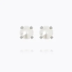 Caroline Svedbom Mini Stud Örhängen/ Pearl (Rhodium)
