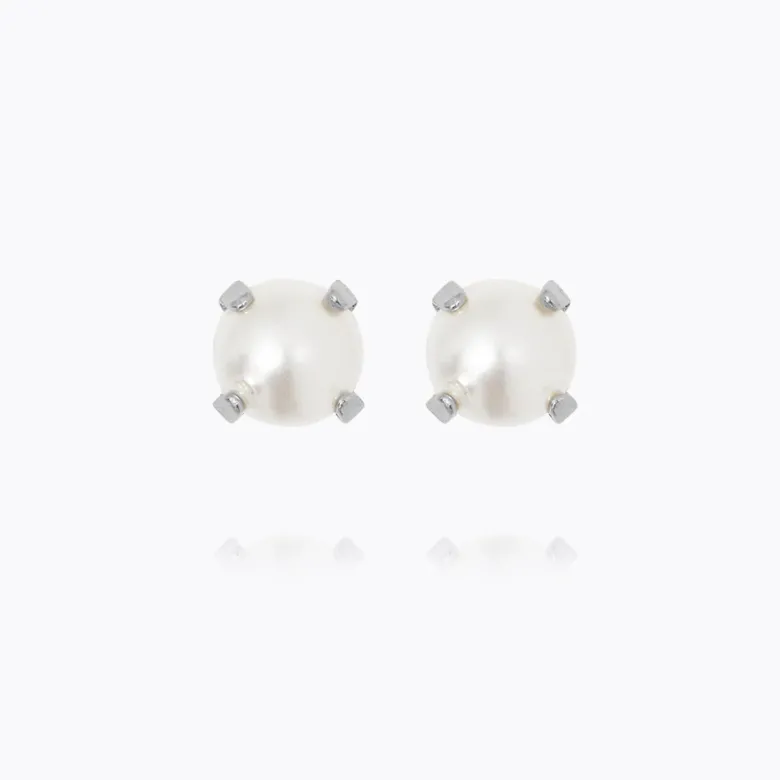 Caroline Svedbom Mini Stud Örhängen/ Pearl (Rhodium)