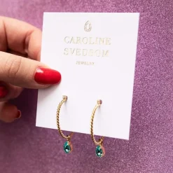 Caroline Svedbom Nani Örhängen Rhodium / Light Turquoise