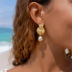 Caroline Svedbom Odessa Pearl Örhängen (Rhodium)
