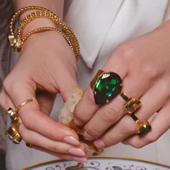 Caroline Svedbom Perfect Drop Ring / Majestic Green (Guld)