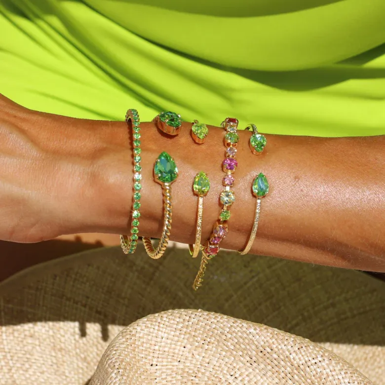 Caroline Svedbom Petite Drop Armband / Citrus Green (Rhodium)