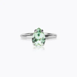 Caroline Svedbom Petite Drop Ring / Chrysolite (Rhodium)