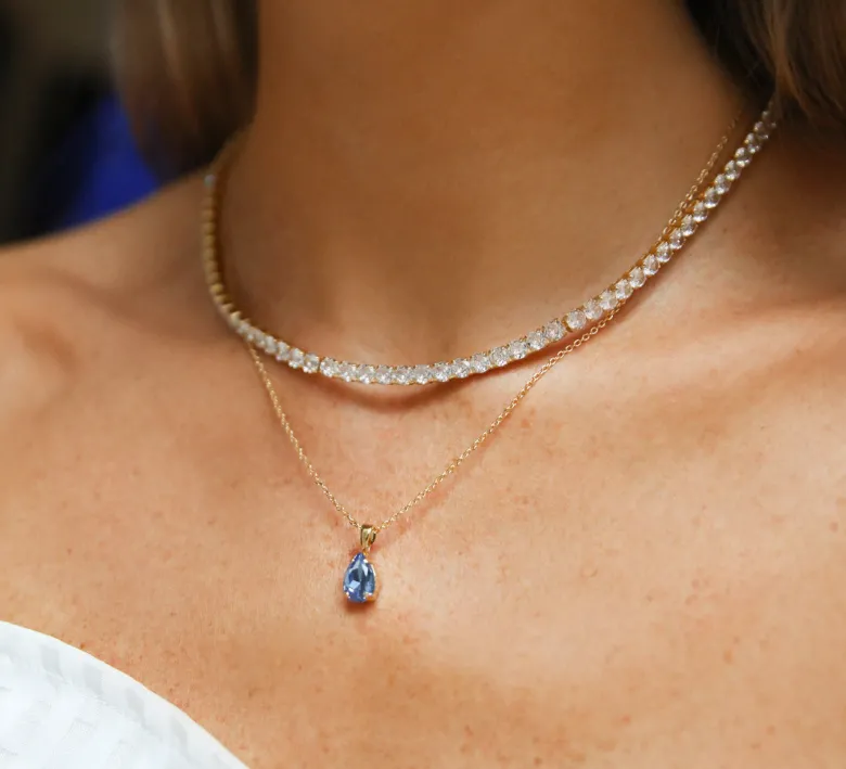 Caroline Svedbom Petite Drop Halsband/ Lapis (Guld)