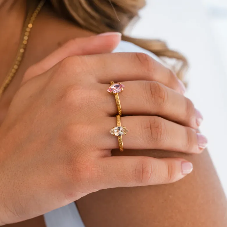 Caroline Svedbom Petite Navette Ring / Light Rose (Guld)