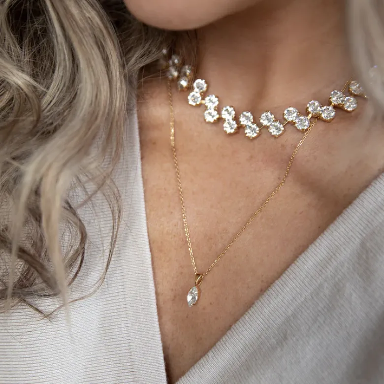 Caroline Svedbom Petite Navette Halsband / Crystal (Rhodium)