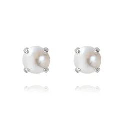 Caroline Svedbom Örhängen Classic Stud Pearl (Rhodium)