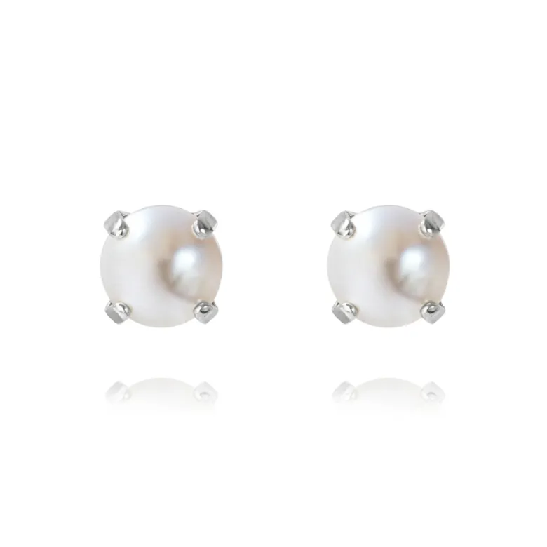 Caroline Svedbom Örhängen Classic Stud Pearl (Rhodium)