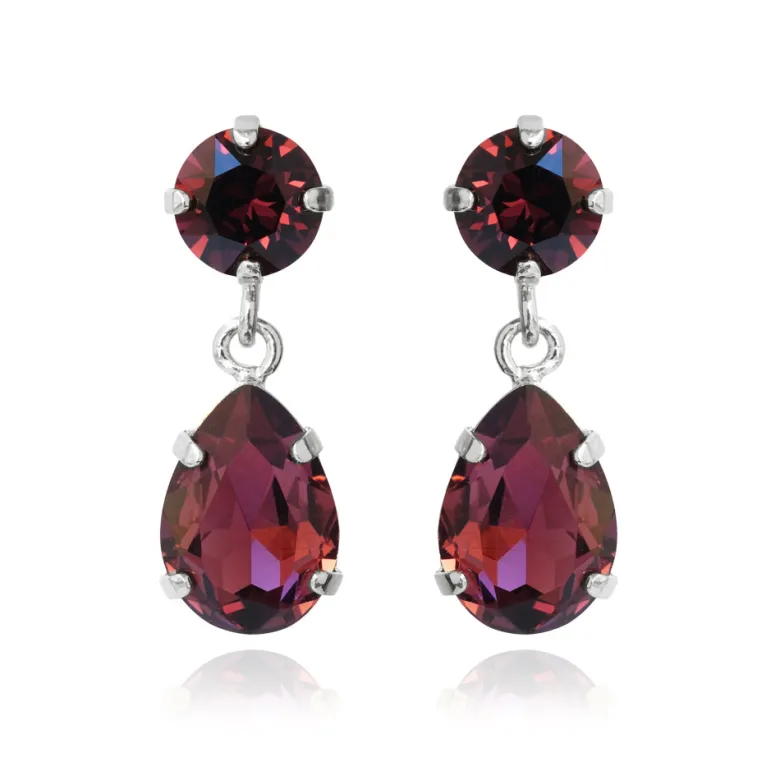 Caroline Svedbom Örhängen Mini Drop Burgundy (Rhodium)