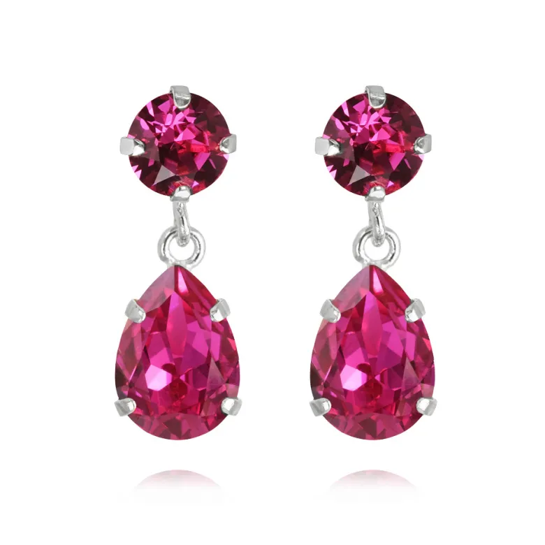 Caroline Svedbom Örhängen Mini Drop Fuchsia (Rhodium)