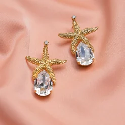 Caroline Svedbom Sea Star Drop Örhängen / Crystal (Guld)