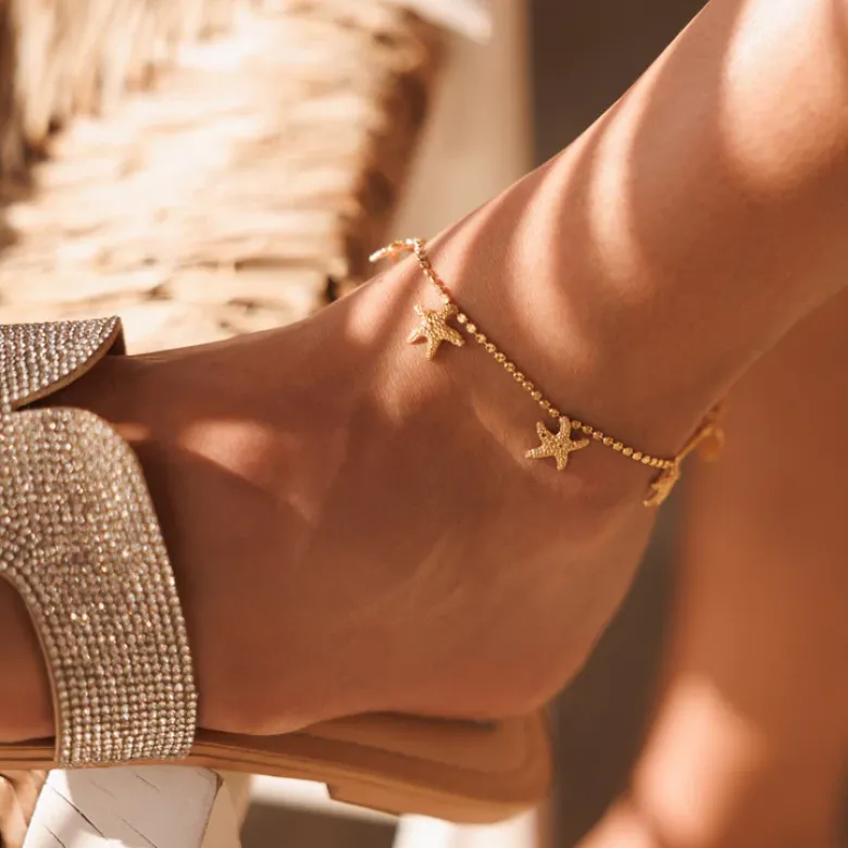 Caroline Svedbom Sea Star Ankel Chain (Rhodium)