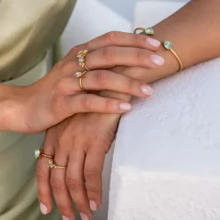 Caroline Svedbom Vivi Ring / Chrysolite + Light Silk (Rhodium)