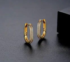 Celine Estelle Ovala Guldörhängen med cubic zirconia stenar