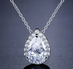 Celine Estelle Silverhalsband med Vitguld och CZ 40+5 cm