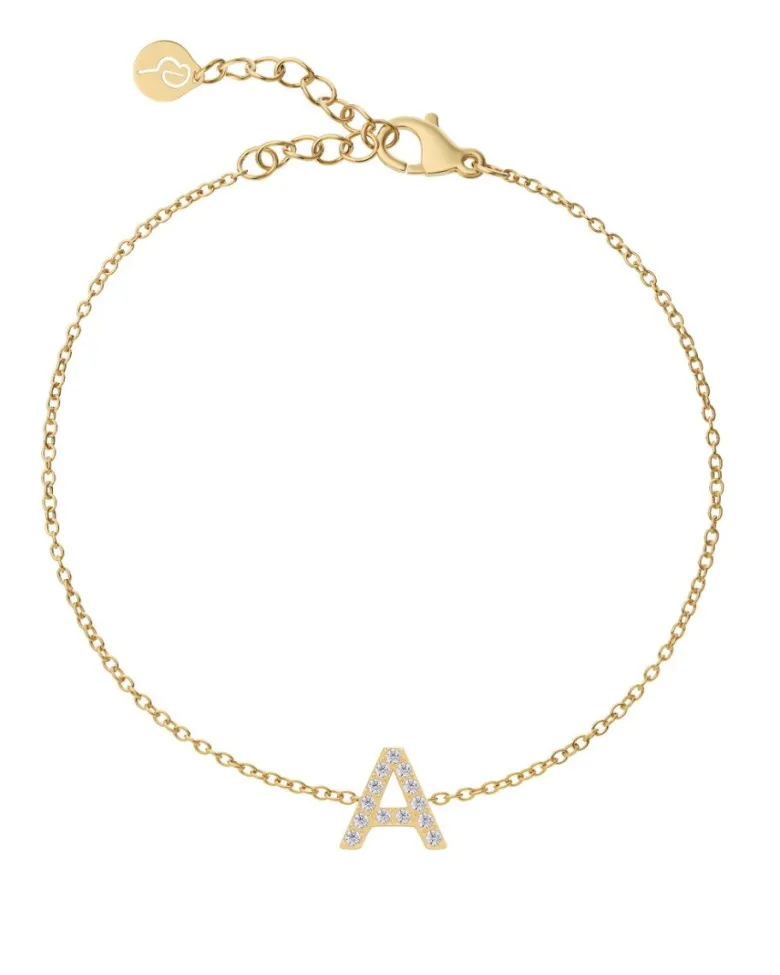 Edblad Letter Armband Sparkle A-Ö – Guld