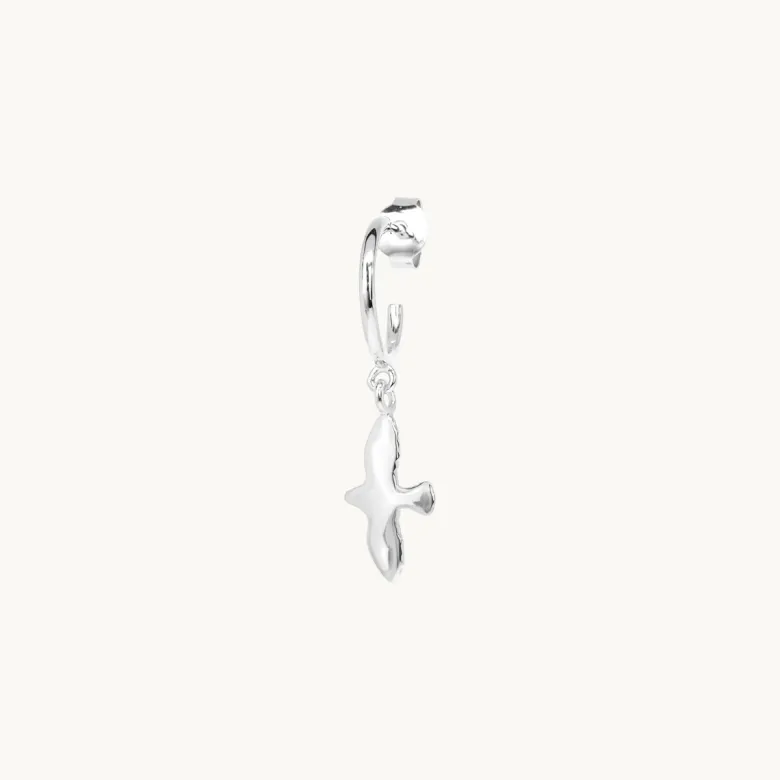 Emma Israelsson Mini Organic Dove M Hoop Silver Ear220