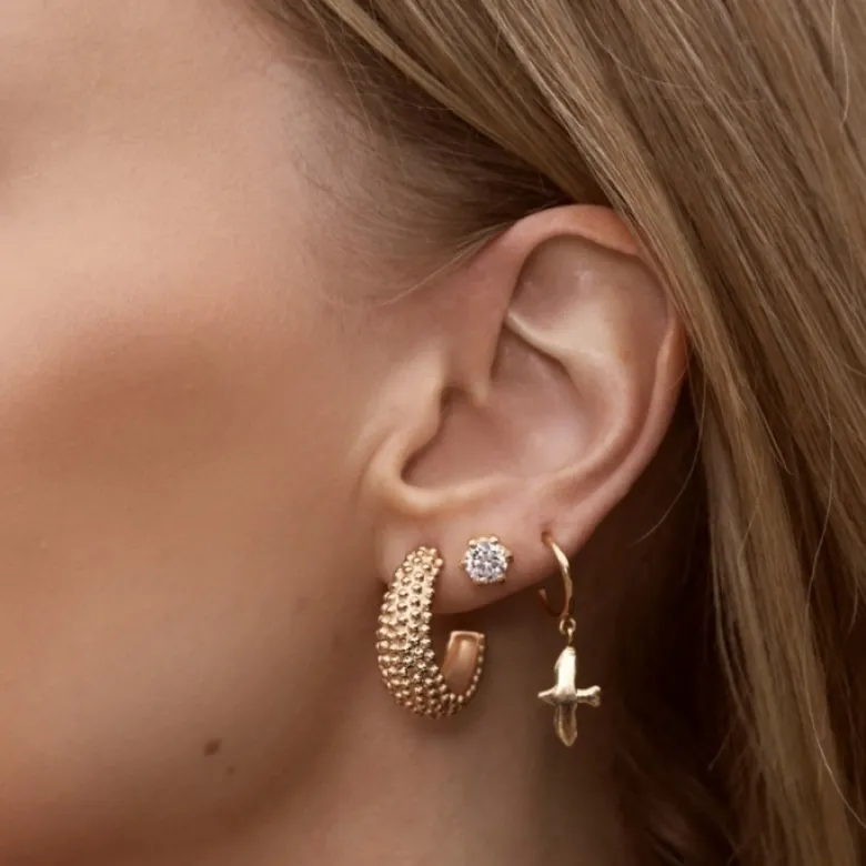 Emma Israelsson Mini Organic Dove M Hoop Silver Ear220