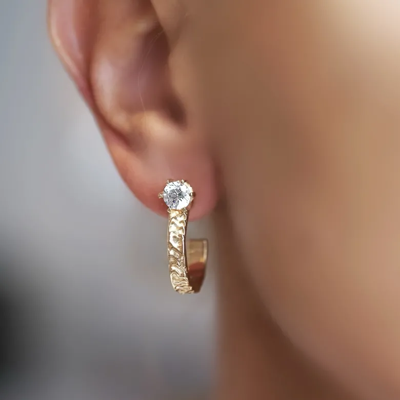 Emma Israelsson Princess Hoops Stone Guld ear158