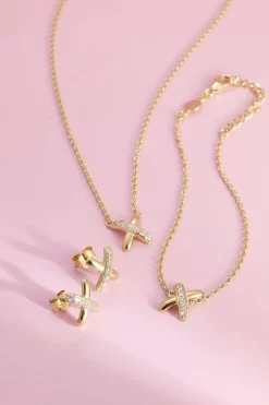 Gynning Jewelry Cross my heart Halsband (Guld)