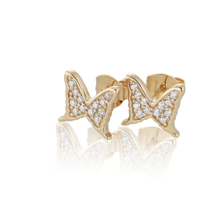 Gynning Jewelry Petite papillion sparkling örhängen – Guld