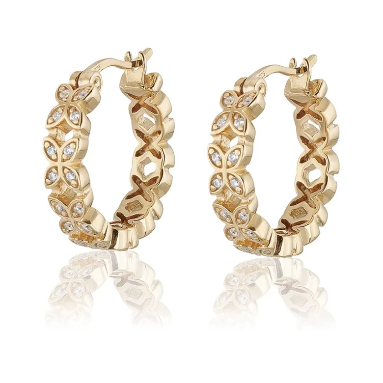 Gynning Jewelry Sparkling ellipse mini örhängen creol – L (Guld)